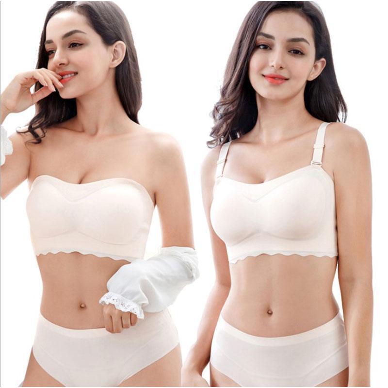 Oversized Elastic Non-slip Strapless Ice Silk Bra